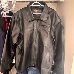Roper Black Bomber Jacket Classic Leather Design